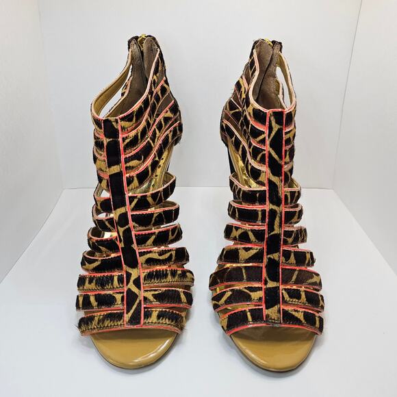 BCBGirls Leopard Print Strappy Leather Heals - US Women's Size 8 - Picture 2 of 9